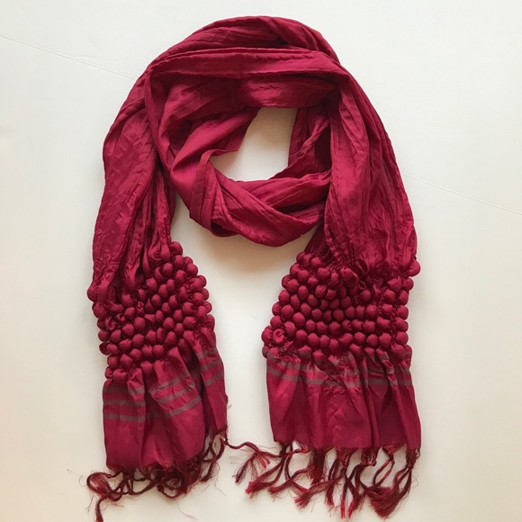Red Silk Scarf Shawl 80” long - Picture 1 of 6